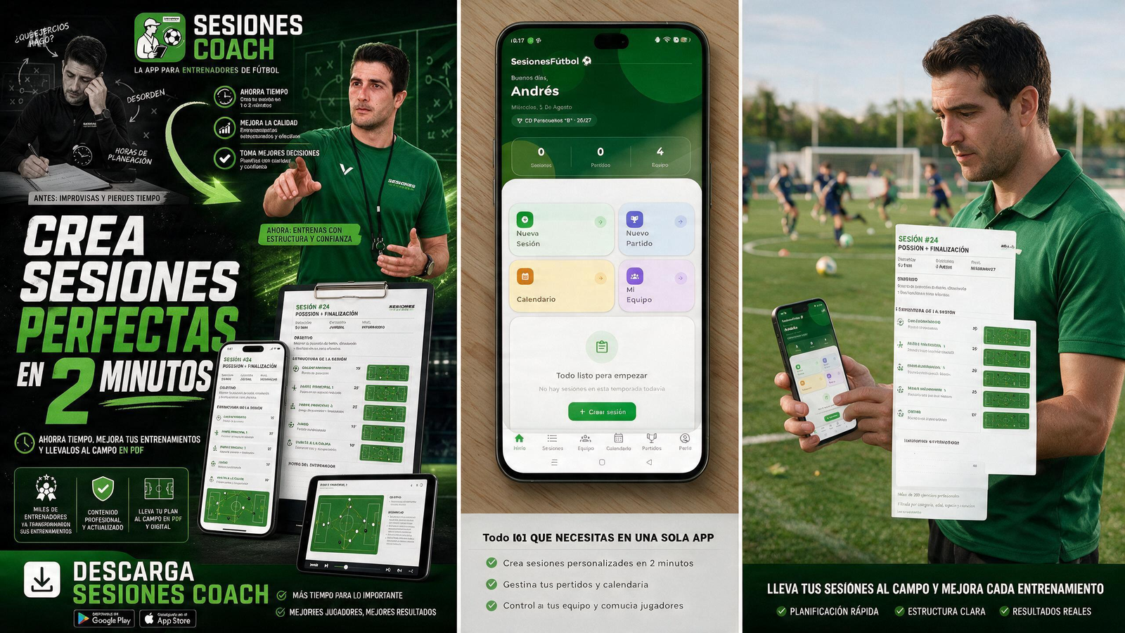 Entrenador preparando una sesión de fútbol