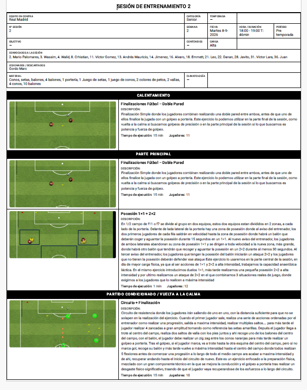 Sesión de entrenamiento exportada a PDF