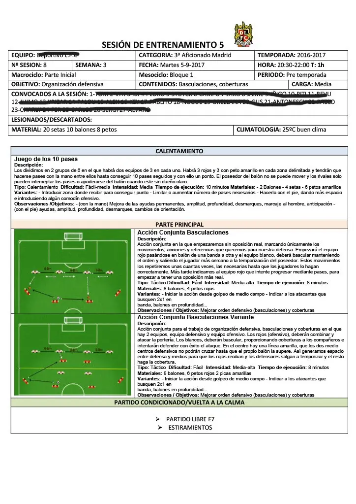 Sesión de Entrenamiento Fútbol completa